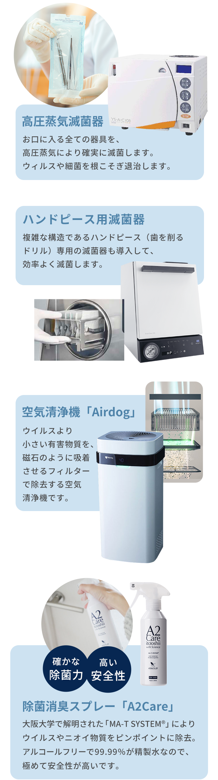 オートクレーブ、Airdog、A2Care